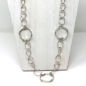 Modern, long sterling necklace, made in Mexico, 45.7g